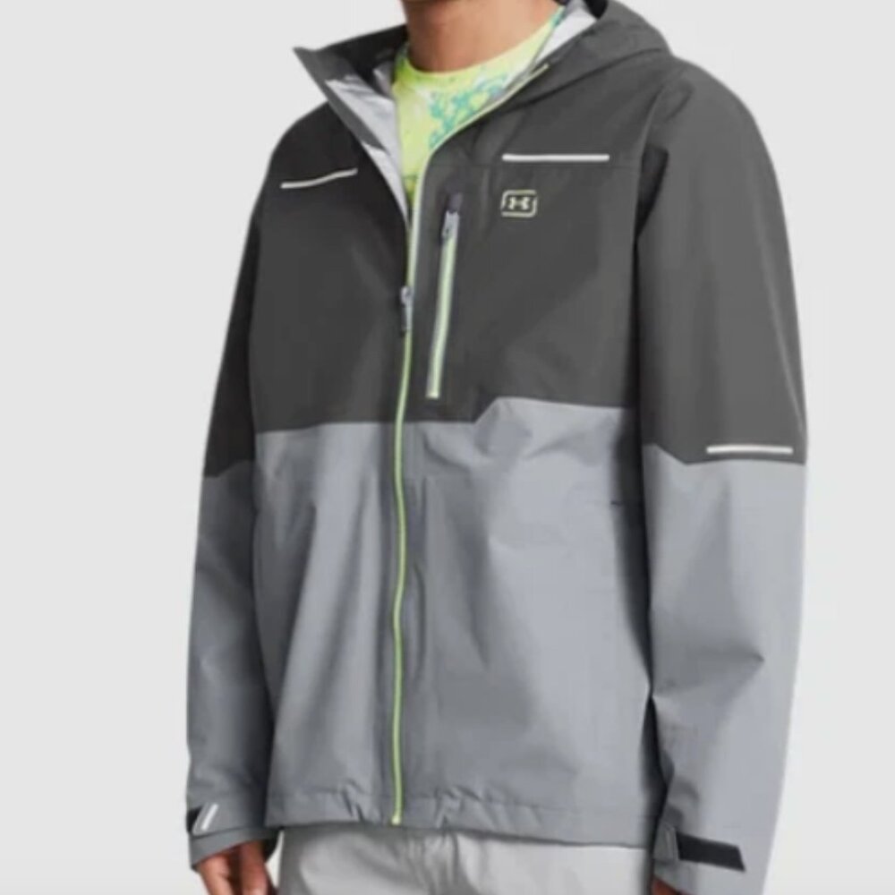$250 Under Armour Men's 2XL Fish Elite 3L Waterproof Hooded Rain Jacket 1385273